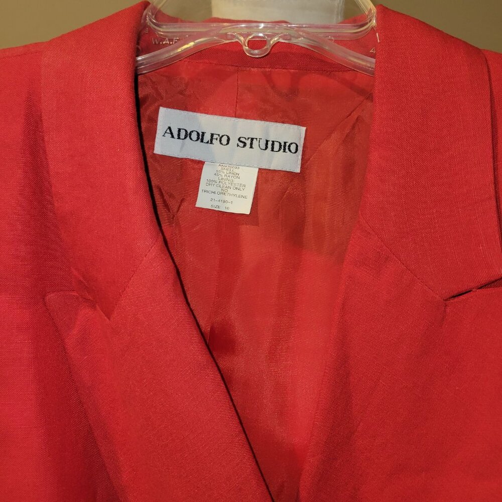 Springtime Vibrant Red Linen Double-Breasted Blaz… - image 4